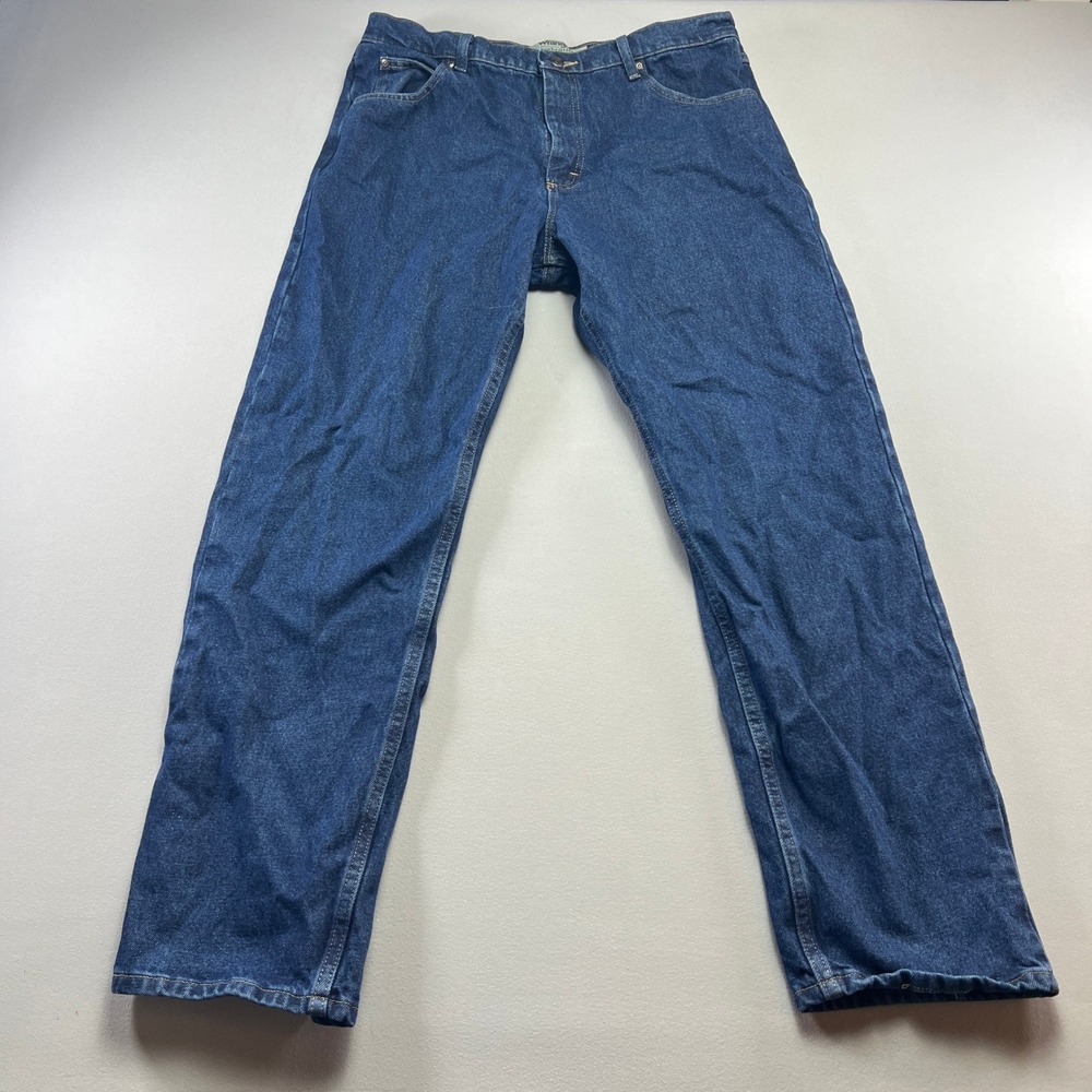 Wrangler Authentics Jeans Mens 36x32 Blue Denim Cotton High Rise Straight Leg